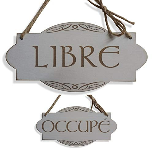 Craf'u Libre/Occupé Plaque de Porte Bois Suspendue Panneau de Boutique Bureau Toilettes Magasin (Petit 9,5 x 19 cm)