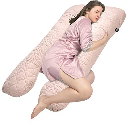 sei Design Seitenschläferkissen XXL gesteppt I multifunktionales Jumbo Komfortkissen I XXL Stillkissen Schwangerschaftskissen U Form Seitenschläfer Kissen Body Pillow