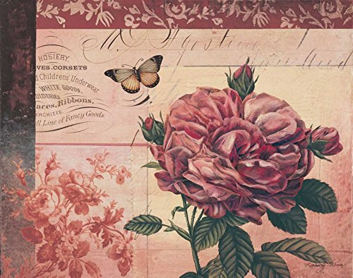 Feeling at home KUNSTDRUCK auf MATTE PAPIER 220gr Le rose ein monte i Poloson Kimberly - Land Französisch horizontal Poster Rosa braun fuchsia grün yello Bild auf Papier cm_44_X_58