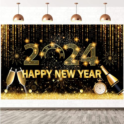 2025 Großes Happy New Year Banner Deko mit Schnur
