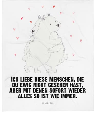 Mr. & Mrs. Panda Wohndecke Eisbär Umarmen - Geschenk, lustige Sprüche, Gute Laune, Sofadecke, Wolldecke, Tiermotive, Tagesdecke, Tiere