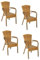 Konway 4X Colombo Stapelsessel Tabaco Premium Polyrattan Garten Sessel Stuhl Set Gartenstühle Gartenmöbel Terrasse Sitzgruppe Outdoor Lounge Möbel