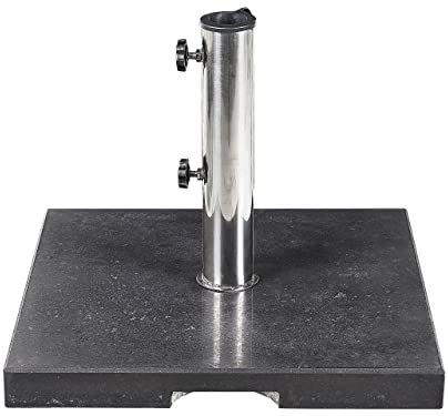 Beliani Pied de Parasol Carré Moderne 45 x 45 cm en Granit Noir et Acier INOX Ceggia
