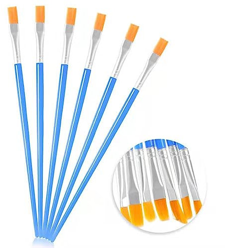Set Pennelli Pittura,10 PCS Pennelli per Dipingere Bambini Pennelli Piatti in Nylon Pennelli Pittura in Plastica Blu per Acquerelli e Olio