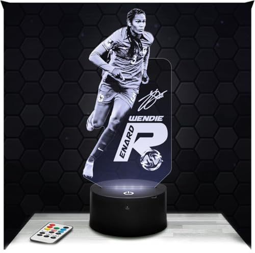 Lampephoto.fr - Lampe Wendie Renard Frauen 3D Touch Nachtlicht Fußball | Made in France, Sockel & Größe wählbar, dimmbar, Batterie-/USB-Betrieb, HD-Lasergravur, Geschenk für Fußballfans