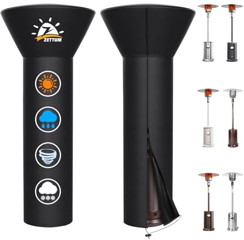 Zettum Heizstrahler Abdeckung, Schutzhülle für Terrassenheizer 600D PU Beschichtung Wetterschutzhülle Heavy Duty & Wasserdicht Heizpilz Abdeckhaube (226 L x 83 W x 48 H CM)