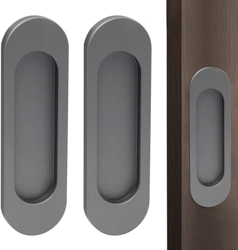 UTMACH 2 Piezas Tiradores de Puerta Corredera Ovalados Autoadhesivos Oval Manija de Puerta Corredera Tiradores Empotrados Puertas Correderas con Adhesivo de Doble para Puertas Cajones Armario