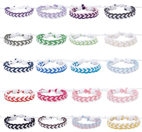 ANATTASOUL 20 Stück Seemannsknoten-Seilarmbänder Für Damen Und Herren, Seil-Armband-Set, Verstellbar Für Hochzeit, Seemanns-Baumwollknoten-Armbänder Für Geburtstag, Freundschaftsgeschenk