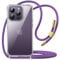 JETech Crossbody Case for iPhone 14 Pro Max 6.7-Inch with Adjustable Lanyard Strap, Clear Transparent Anti-Yellowing Shockproof Protective Phone Cover with Neck Cord (Deep Purple)