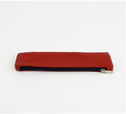 TimeTEX - Aufspann-Stiftmäppchen | Federmäppchen aus Büffel-Leder für A4- und A5-Schulplaner und Bücher | Maße: 21x5,5cm | Farbe: rot