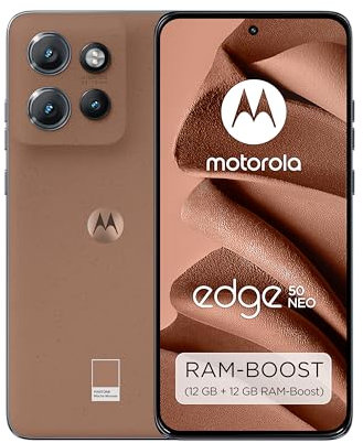 Motorola edge50 neo Smartphone (Kratzfestes 6,36-pOLED-Display dank Gorilla Glas3, 50-MP-Kamera+Moto-AI, 12/512 GB, widerstandsfähig, staub-und schmutzdicht) Pantone Mocha Mouse, inkl. Handyhalterung