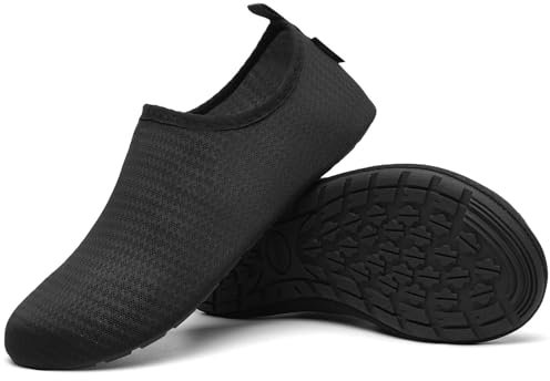 SAGUARO Badeschuhe Herren Wasserschuhe Damen Schwimmschuhe Aquaschuhe Schnell Trocknend Strandschuhe Surfschuhe Leicht Neoprenschuhe Wassersportschuhe Tauchschuhe Vanta Schwarz Gr. 44/45 EU