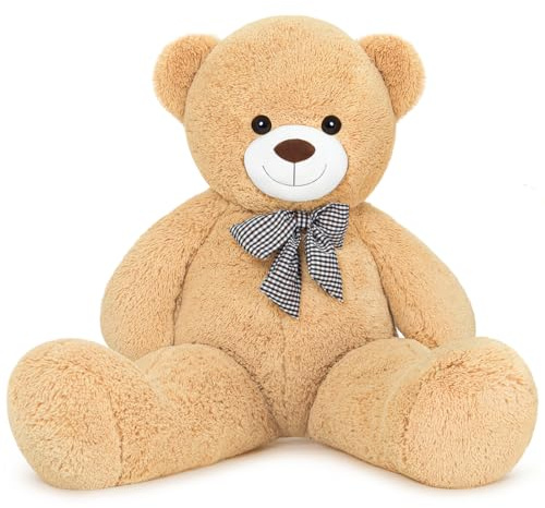 Sausudols XXXL Teddybär Großer Bär 140 cm groß Riesen Teddy Bär Stofftier Plüschtier Kuscheltier Geschenk für Kinder Freundin Hellbraun