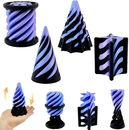 4 Pack 3D Printed Fidget Toys, Spiral Cone and Pyramid Passthrough Fidgets