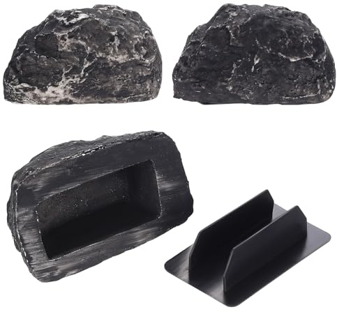 Set di 2 Nascondi Chiavi da Esterno, Pietra Nascondiglio per Chiavi, Nascondiglio Segreto con Scomparto Segreto, Cassetta Portachiavi Effetto Pietra, Cassaforte Nascosta per cacce al tesoro Aperto