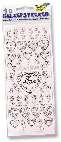 folia 1212 - Relief Sticker, Pastell Set, pastellfarben sortiert, 10 Blatt - ideal zum Verzieren von Grußkarten, Bastelarbeiten, Scrapbooking