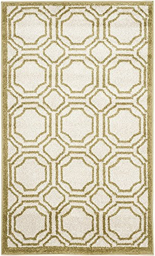 SAFAVIEH Amherst Collection Accent Rug - 2'6 x 4', Ivory & Light Green, Geometric Design, Non-Shedding & Easy Care, Ideal for High Traffic Areas in Entryway, Living Room, Bedroom (AMT411A)
