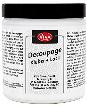 Viva Decor Decoupage-Kleber und Lack, 240 ml, transparent, sonstiges, Mehrfarbig, 9.01 x 9.18 x 10 cm, 250