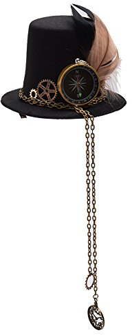 BLESSUME Steampunk Frauen Getriebe Mini Hut Gotisch Zylinder Haarspange (B)
