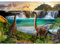 Runa Art Fototapeten 396 x 280 cm Dinosaurier - Vlies Wanddekoration Wohnzimmer Schlafzimmer - Deutsche Manufaktur - Grün Blau 9191012a