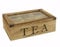Boîte à thé en bois style shabby chic rustique vintage avec 6 compartiments et couvercle transparent à charnière