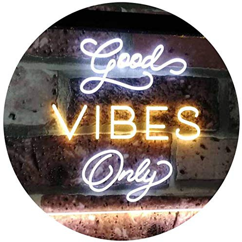 ADVPRO Good Vibes Only Home Bar Disco Room Display Dual Color LED Barlicht Neonlicht Lichtwerbung Neon Sign Weiß & Gelb 300 x 210mm st6s32-i3076-wy