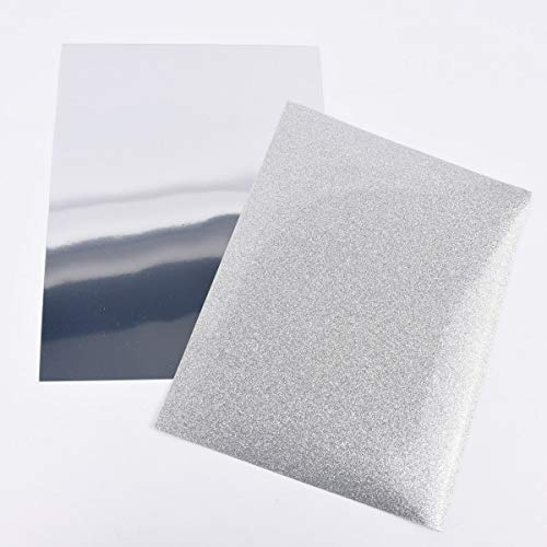 Rayher 53988606 Metallic Bügel-Transferfolie, silber, 2 Bogen je 21,5 x 28 cm, T-Shirtfolie zum Aufbügeln, Textil-Bügelfolie