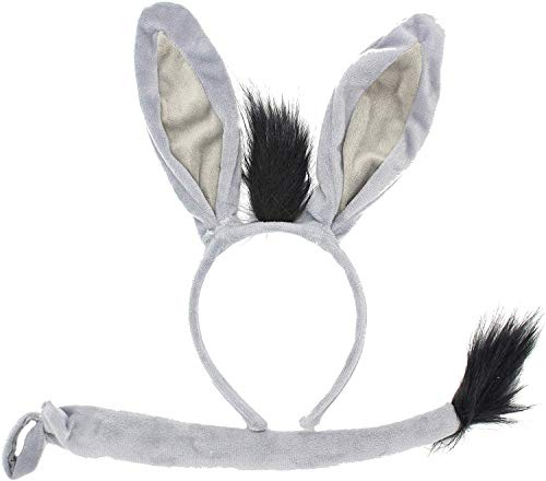 Ensemble oreilles et queue d'âne avec serre-tête pour fête d'Halloween - Accessoire sur taille unique (DONKY)