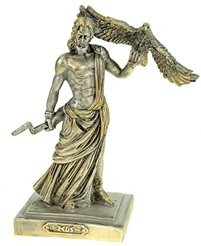 Kremers Schatzkiste Alabaster Figur Zeus der Göttervater Skulptur 18 cm Silber Gottheit