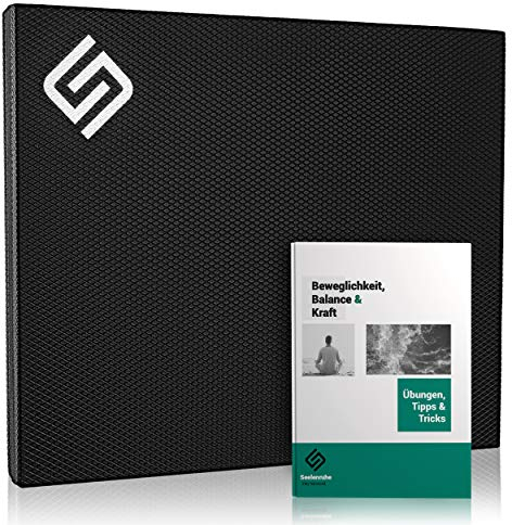 Seelenruhe Premium Balance Pad - Coordination Mat for Balance, Fitness, Physiotherapy, Pilates, Yoga, Stability - Balance Cushion Made of TPE Foam 40 x 35 x 5 cm (Black)