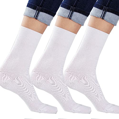 Calze da donna, 100% filo di Scozia Bio, 3 paia bianco 35-37