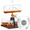 Maverton Whisky Karaffe mit Gravur - Schiff mit Edelstahl-Wasserhahn, 1000 ml - 4er Whiskygläser Set - Whisky Dekanter - Monogramm 5