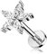 beyoutifulthings 1 Knorpel Ohr-Stecker Zirkonia Blume 8 mm Länge Silber Clear Cartilage Labret Piercing-s Tragus Edelstahl Schraub-Verschluss