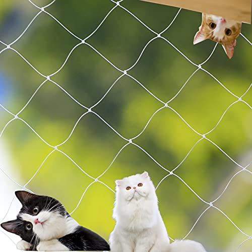 Parain Katzennetz für Balkon und Fenster Transparent Katzenschutznetz Befestigungsset, Weiß, 4 * 3m