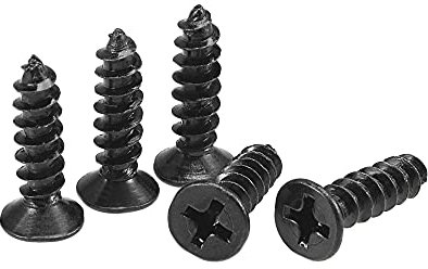 sourcing map M4 x 16mm Wood Screws Phillips Flat Head Carbon Steel Self Tapping Screws Black 100pcs