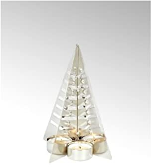 Lambert - Kerzenhalter, Teelichthalter - Pinsa - Baum - Eisen - Farbe: Nickel - Höhe 13 cm