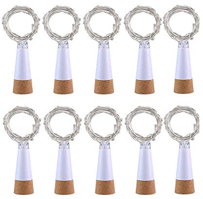 GAABUTEMA 59Inch 15pcs LED Wine Bottle Cork Lights, USB Powered Rechargeable Copper String Lights - for Bottle DIY, Wedding, Halloween, Christmas, Party Decor (Cold White, 10)