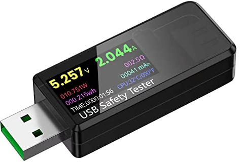 Tester Multimetro USB 3.0 3.7-32V 0-5.1A Voltmetro Amperometro Digitale LCD - Rilevatore di Tensione e Corrente per Caricabatterie e Batterie