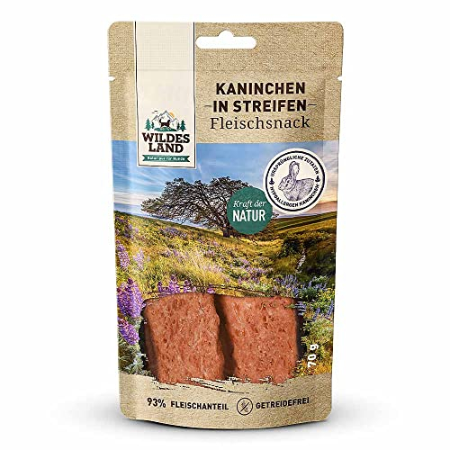 Wildes Land - Kaninchenfleisch in Streifen - 7 x 70 g - Hundesnack - Hundefutter - Getreidefrei