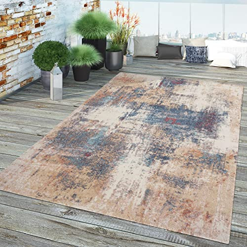 TT Home In-& Outdoor Teppich Küche Wohnzimmer Wetterfest Balkon Vintage Design Abstrakt, Farbe:Bunt 6, Größe:120x170 cm