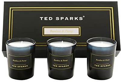 Ted Sparks Mini Candle Geschenkset Bamboo & Peony Duftkerzen im Glas, 3er Set, TED-GB-C03