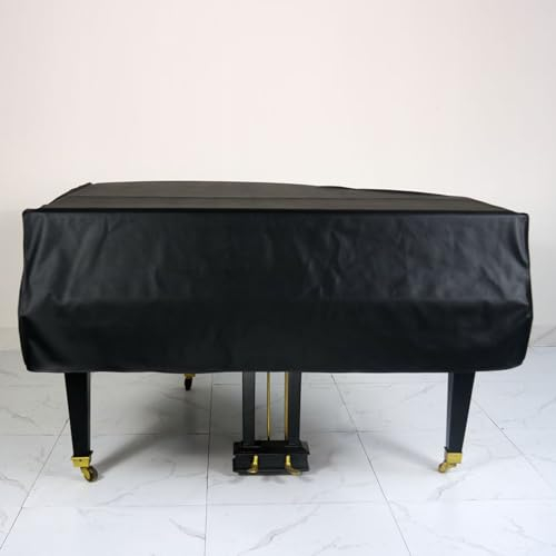 Cutfouwe Klavier flügel Abdeckung,Flügel Klavier Abdeckung-Kunstleder Klavier staubschutz-Schwarze Grand Piano Cover-Abdeckung-Wasserdicht-staubdicht,Schwarz,180cm