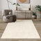 Mia's Teppiche Comfort Moderner Flauschiger Kurzflor Teppich, Anti-Rutsch Unterseite, Waschbar bis 30 Grad, Super Soft, Felloptik, Beige, 120 cm Rund