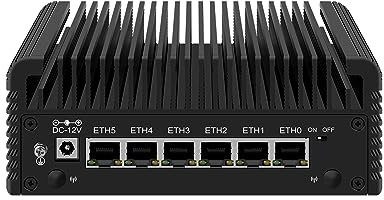 Micro Firewall Appliance, Mini PC, pFsense Plus, OPNsense, VPN, Router PC, Alder Lake-N 12th Gen N100, HUNSN RJ46, 6 x 2.5GbE I226-V, 2 x HDMI2.1, TF, Type-C, 32G DDR5 RAM, 512G SSD