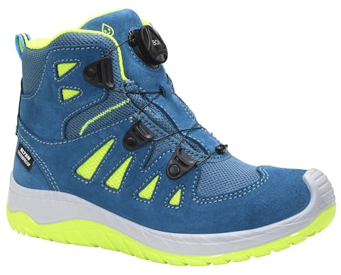 ELTEN MADDOX Kids BOA petrol-lime Mid | Outdoorschuhe für Waldkindergarten, Wandern und Spielen - wasserdicht, leicht, atmungsaktiv