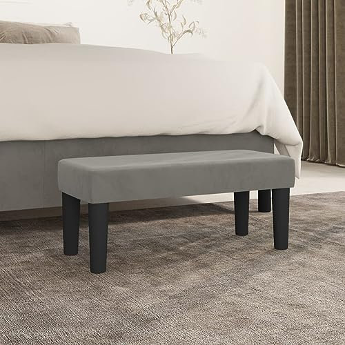 ZEYUAN Banco de Terciopelo Gris Claro 70x30x30 cm, Banco Recibidor, Banco Comedor, Bancos para Cocina, Banco Vestuario, Mueble Camper