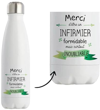 Bouteille isotherme Infirmier inoubliable homme | Gourde Thermos Réutilisable Cadeau Départ Retraite, Collègue