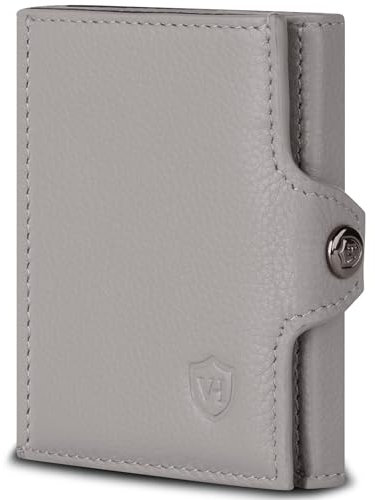 VON HEESEN Slim Wallet mit Münzfach & RFID-Schutz - Mini Geldbörse Herren & Damen - Kartenetui Kreditkartenetui - Portmonee Geldbeutel Portemonnaie klein Grau