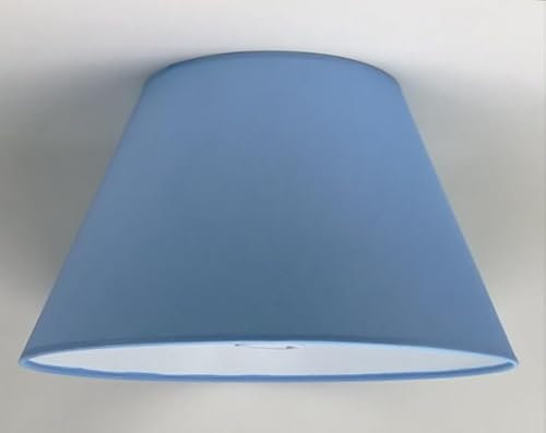 40 cm Cono Pantalla, Tela de Algodón, respaldo de PVC Blanco, Producto Hecho a Mano, para Lámpara de Mesa, Lámpara de Pie (Azul Claro)
