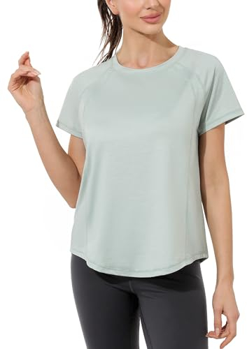 Gyabnw Sportshirt Damen Kurzarm Sport Oberteile Locker Laufshirt Leichtes Funktionsshirt Fitness Yoga